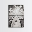 Surfboard Horizon, Ocean Waves, Beach Photography, Summer Vibes, Canvas Print, Teen Room Wall Art, Coastal Decor, Modern Surf Art