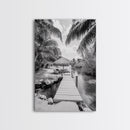 Tropical Dock, Island Escape, Palm Tree Beach, Secluded Lagoon, Canvas Print, Coastal Kitchen Art, Boho Tropical Wall Decor