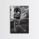 Tribal Totem, Ancient Spirit, Cultural Power, Canvas Print, Rustic Wall Art, Boho Living Room Decor, Ethnic History Accent