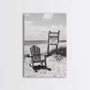 Wanted Poster, Beach Chair, Western Humor, Framed Canvas Print, Man Cave Decor, Coastal Country Style, Black and White Photography