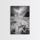 Wild Ocean Waves, Moody Coastline, Stormy Seascape, Nature Photography, Canvas Print, Coastal Wall Art, Bathroom Art, Modern Nature Decor