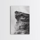 Stone Cliff Form, Abstract Rock Shape, Moody Earth Scene, Nature Texture, Framed Canvas Print, Office Wall Art, Minimalist Mountain Decor