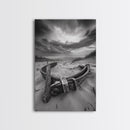 Coastal Relic, Rustic Sand Dunes, Weathered Wood, Canvas Print, Beach House Wall Art, Moody Ocean Decor, Fall Home Styling