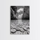 Clear Waterscape, Rocky Shoreline, Tropical Escape, Nature Photography, Framed Canvas Print, Beach House Coastal Wall Art