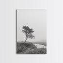 Leaning Tree Path, Soft Fog Scene, Calm Landscape, Canvas Print, Serene Entryway Wall Art, Nature Photography, Minimalist Decor