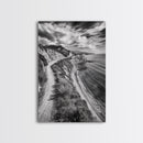Coastal Mountain Trail, Ocean View, Travel Photography, Framed Canvas Print, Scenic Landscape Art, Office or Hallway Wall Art