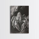 Lobster Close Up, Marine Life Art, Coastal Kitchen Decor, Monochrome Sea Animal, Framed Canvas Print, Ocean Wall Art, Nautical Print