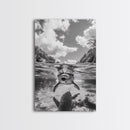 Dolphin Play, Ocean Joy, Underwater View, Canvas Print, Nautical Wall Art, Coastal Bathroom Decor, Playful Beach House Style