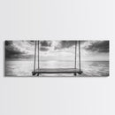Ocean Swing View, Serene Seascape Art, Minimalist Beach Wall Decor, Framed Canvas Print, Bedroom Art, Calm Coastal Photography