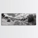 Desert Streambed Path, Dry River Landscape, Southwest Nature Print, Framed Canvas Print, Earthy Living Room Art, Modern Western Decor