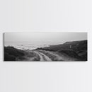 Coastal Path, Ocean Trail, Nature Journey, Canvas Print, Rustic Landscape Art, Entryway Wall Decor, Seaside Minimalist Photo
