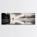 Sea Stack, Stormy Sky, Coastal Reflections, Canvas Print, Pacific Northwest Wall Art, Dramatic Seascape, Autumn Home Accent
