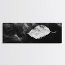 Misty Leaf, Black Art, Nature Print, Autumn Wall Decor, Framed Canvas Print, Minimalist Wall Art, Bedroom Wall Decor, Fall Botanical Art