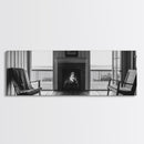 Cozy Fireplace, Cabin View, Warm Interior, Framed Canvas Print, Rustic Wall Art, Living Room Decor, Fall Season Vibe, Hygge Aesthetic