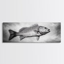 Floating Fish, Surreal Ocean, Realistic Scales, Sky Scene, Framed Canvas Print, Nautical Wall Art, Coastal Decor, Fishing Cabin Aesthetic