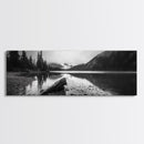 Alpine Lake, Moody Mountains, Foggy Reflection, Canvas Print, Serene Wall Art, Nature Photography, Bedroom Art, Den Decor, Office Decor