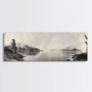 Foggy Coast, Misty Trees, Silent Bay, Canvas Print, Moody Landscape Photography, Bedroom Wall Art, Nature Inspired Decor