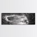 Ice Cave, Winter Seascape, Arctic Sunset, Canvas Print, dramatic frozen landscape art, black and white Christmas decor, cozy winter home art