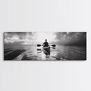 Kayaking, Sea Journey, Ocean Paddle, Canvas Print, Outdoor adventure wall art, Moody landscape, Modern living room decor, Wilderness art
