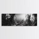 Kelp Forest, Underwater Magic, Ocean Depths, Framed Canvas Print, Marine nature photography, Bathroom wall decor, Moody coastal aesthetic