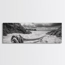 Nautical Rope Shore, Moody Ocean Rocks, Coastal Minimalist, Framed Canvas Print, Entryway Wall Art, Rustic Nautical Decor, Lakehouse Wall Art