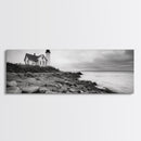 Classic Lighthouse Shore, Rocky Coastline Fog, Seaside Charm, Framed Canvas Print, Office Wall Art, New England Coastal Decor