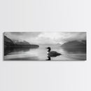 Loon Lake, Misty Reflection, Quiet Morning, Framed Canvas Print, Cabin Wall Art, Nature Lover Gift, Rustic Lakehouse Decor