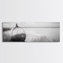 Coastal Buoy, Still Waters, Nautical Calm, Framed Canvas Print, Lakeside Bathroom Art, Maritime Style, Rustic Ocean Decor