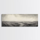 Foggy Path, Coastal Field, Silent Morning, Canvas Print, Neutral Bedroom Art, Scandinavian Style, Minimal Fall Wall Decor