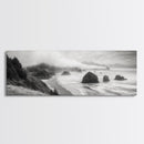 Pacific Coast, Misty Cliffs, Ocean Rocks, Moody Beach Scene, Canvas Print, Modern Nature Decor, Living Room Wall Art, Coastal Landscape