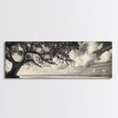 Southern Oak, Coastal Tree, Beachfront Tranquility, Serene Landscape, Canvas Print, Neutral Living Room Art, Boho Nature Decor, Beach Wall Art
