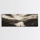 River Valley View, Dramatic Sky, Forest Landscape, Framed Canvas Print, Nature Photography, Entryway Wall Art, Moody Earth Tones