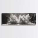 Ocean Splash, Powerful Wave Crash, Coastal Energy Wall Art, Framed Canvas Print, Modern Beach House Decor, Dynamic Living Room Art
