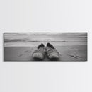 Woven Shoes, Coastal Walk, Ocean Breeze, Boho Style, Framed Canvas Print, Entryway Wall Art, Minimalist Beach Art, Seashore Photography