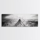 Ocean Kayak Splash, Adventure Wall Art, Ocean Motion, Black And White Canvas Print, Modern Decor, Nautical Style, Sports Lover Gift
