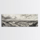 Desert Canyon Scene, Western Landscape, Vast Horizon, Framed Canvas Print, Rustic Wall Art, Neutral Earth Tones, Office Or Living Room