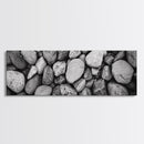 Zen Stones, Nature Texture, River Rock Closeup, Minimalist Photography, Framed Canvas Print, Spa Bathroom Wall Art, Modern Black White