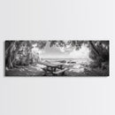 Secluded Picnic Spot, Ocean View, Tranquil Escape, Nature Sanctuary Art, Framed Canvas Print, Kitchen Wall Decor, Coastal Forest Vibe