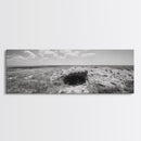 Prairie Cave, Windy Plains, Nature Escape, Canvas Print, Rustic Wall Art, Earthy Decor, Bedroom Accent, Black and White Landscape