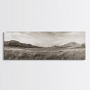 Golden Prairie, Mountain Horizon, Rustic Calm, Canvas Print, Fall Wall Art, Country Living Room Decor, Neutral Tones Photography