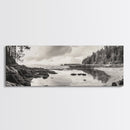 Tidal Pools, Coastal Calm, Forest Edge, Framed Canvas Print, Tranquil Bathroom Art, Pacific Northwest Decor, Nature Inspired Style