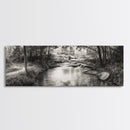 Woodland Creek Flow, Sepia Landscape Scene, Peaceful Forest Art, Canvas Print, Autumn Wall Decor, Rustic Living Room Artwork
