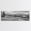 Mountain Valley, Country Road, Rural Home, Framed Canvas Print, Farmhouse Wall Art, Living Room Decor, Autumn Country Landscape