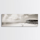 Beach House, Secluded Shore, Calm Waters, Framed Canvas Print, Coastal Wall Art, Minimalist Living Room Decor, Vacation Vibes