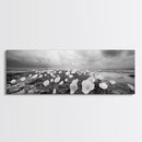 Wild Coastal Flowers, Seaside Blooms, Ocean Flora, Romantic Nature, Framed Canvas Print, Botanical Wall Art, Bathroom Decor, Soft Earth Tones