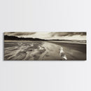 Seagull Beach Walk, Coastal Landscape, Minimalist Style, Canvas Print, Beach Wall Art, Fall Decor, Bedroom Wall Art, Nature Photography