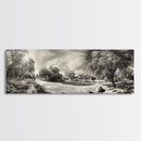 Sunlit Forest Meadow, Golden Light Trees, Canvas Print, Living Room Wall Art, Autumn Nature Decor, Rustic Neutral Wall Art