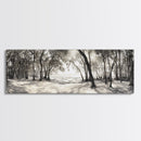 Dreamy Beach Forest, Sepia Trees, Canvas Print, Nature Wall Decor, Fall Bedroom Art, Rustic Woodland Landscape, Tree Shadow Light
