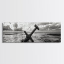 Seaside Iron Anchor, Rustic Beach Print, Nautical Ocean Art, Framed Canvas Print, Moody Wall Decor, Coastal Living Room Art