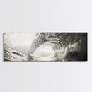 Ocean Barrel Wave, Surf Photography, Coastal Decor, Sepia Framed Canvas Print, Modern Beach House Bathroom or Living Room Wall Art